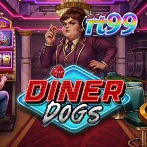 Tampilan visual slot Diner Dogs dengan tema kedai kopi noir
